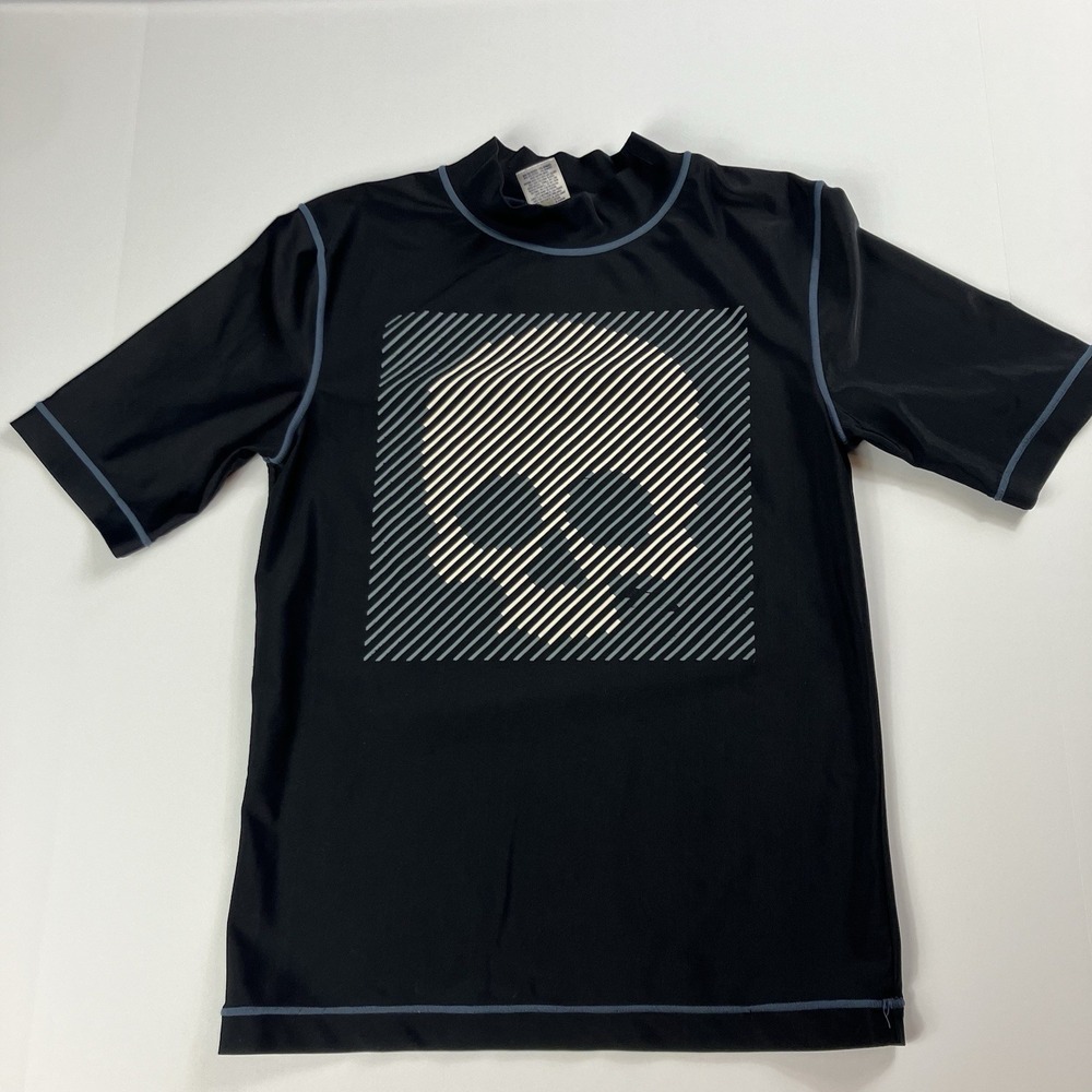 Cherokee Boys Black Skull Swim T-Shirt Rash Guard Cover-Up, Sizes 12-14 L